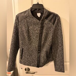 Peyton Jensen Stylish Black and Gray Bomber Jacket/Blazer